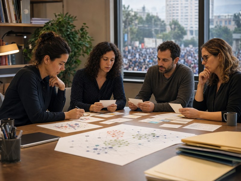 חוקרי בריאות נפש בוחנים כרטיסי סקר ותרשימי רשת אנונימיים על מתח חברתי סביב מחלוקת ציבורית.