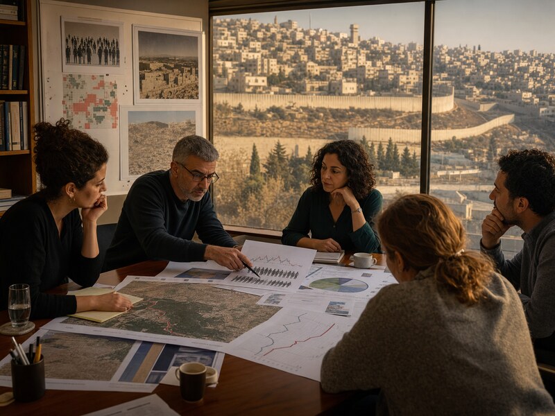 חוקרים בחדר מדיניות בוחנים מפות דמוגרפיה, ביטחון וזכויות אזרח