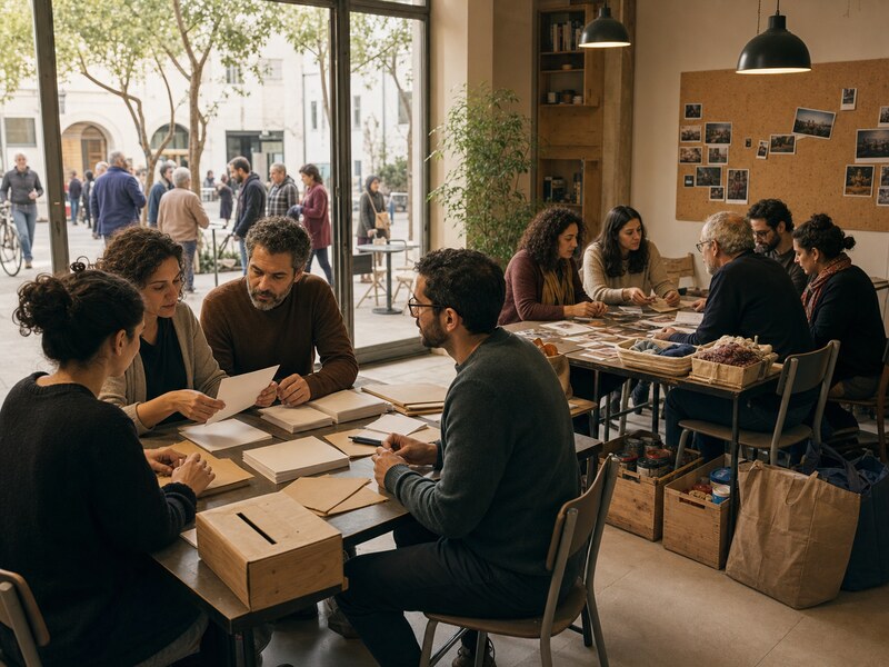 חדר חינוך אזרחי שבו אזרחים בוחנים דרכי השתתפות פוליטית וחברתית