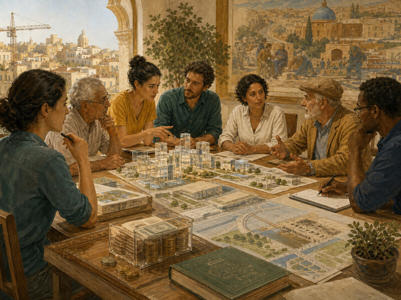 איור עריכתי על מימון, השקעה וצמיחה במוסדות ציבוריים