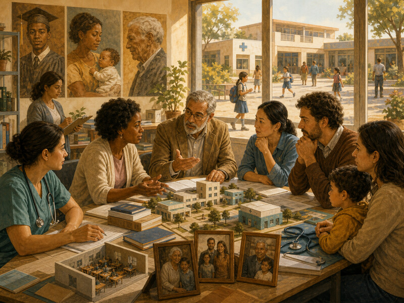 איור עריכתי על חינוך, בריאות ותוחלת חיים כבסיס לשוויון הזדמנויות