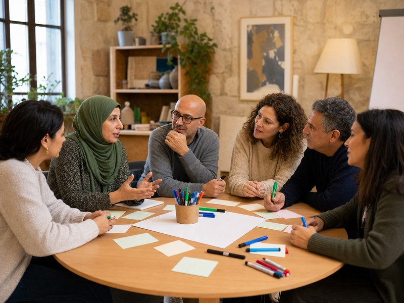 מחנכים יהודים וערבים מתכננים סדנת דו־קיום במרכז קהילתי סביב שולחן עגול