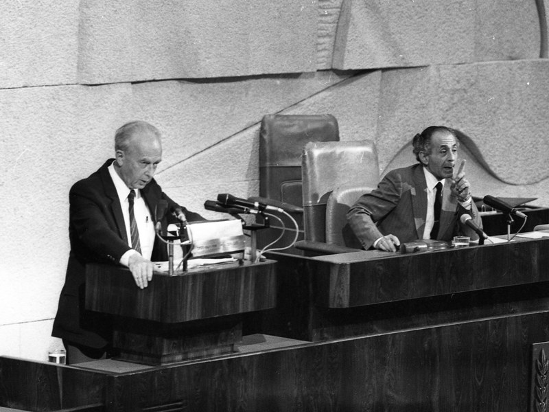מליאת הכנסת בזמן ישיבה, כרקע לדיון בתגובות חברי כנסת למחאה החברתית.