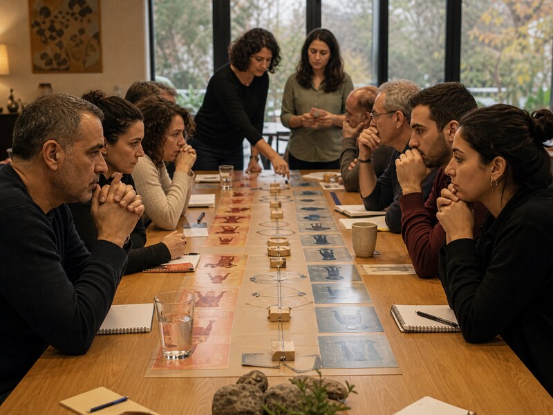 סדנת גישור אזרחית שבה קבוצות פוליטיות מתמודדות עם איום מוסרי וקיטוב