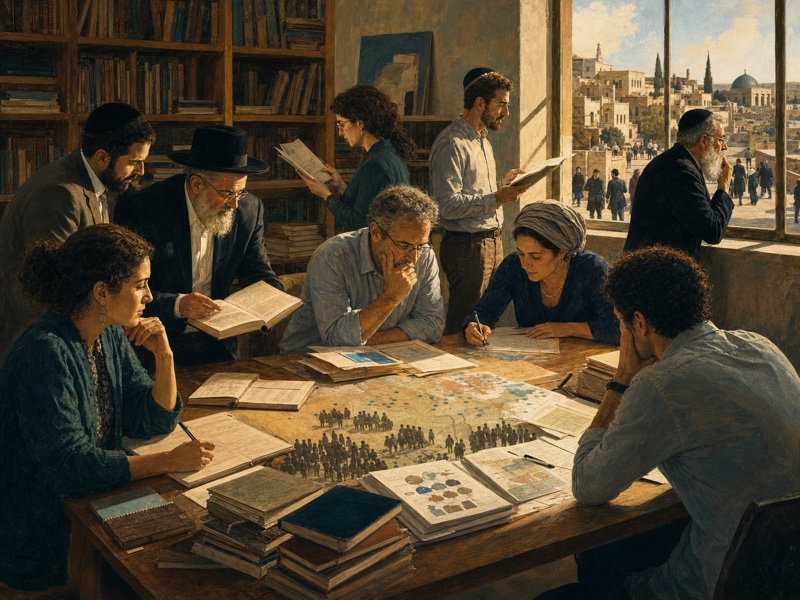איור עריכתי חם של סמינר אוניברסיטאי וארכיון מחקר סביב דת, חברה ופוליטיקה בישראל